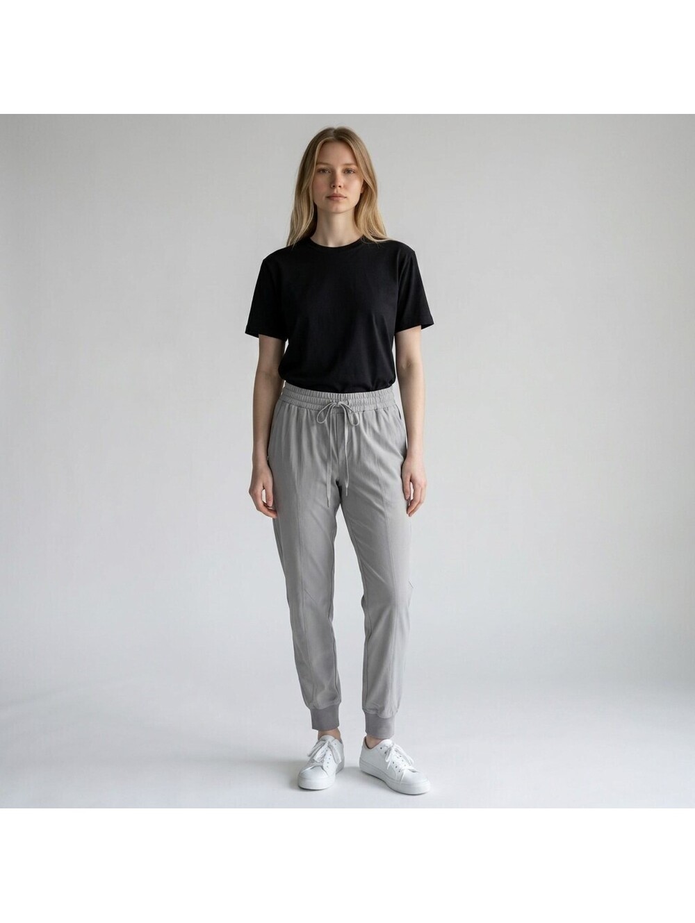Unbranded Activewear Track Pants Women L Large Gray Drawstring High Rise Pockets
